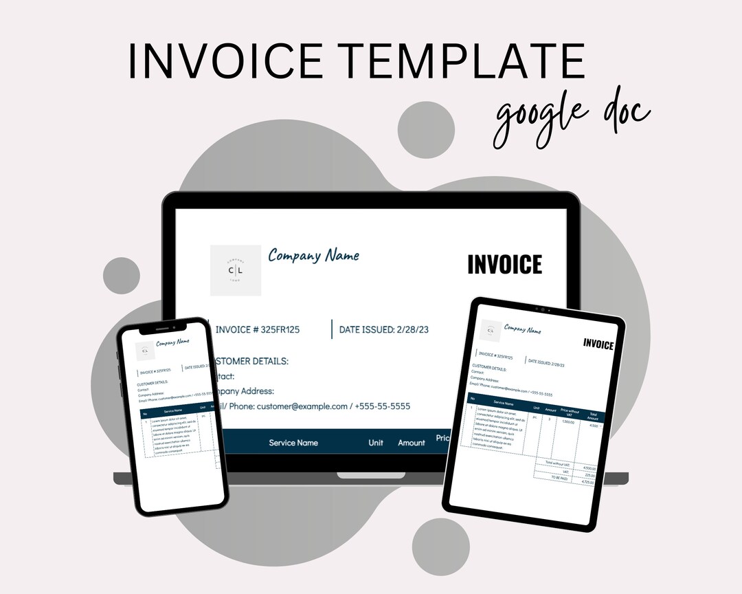 Editable Invoice Template for Word & Google Docs (digital Download) - Etsy
