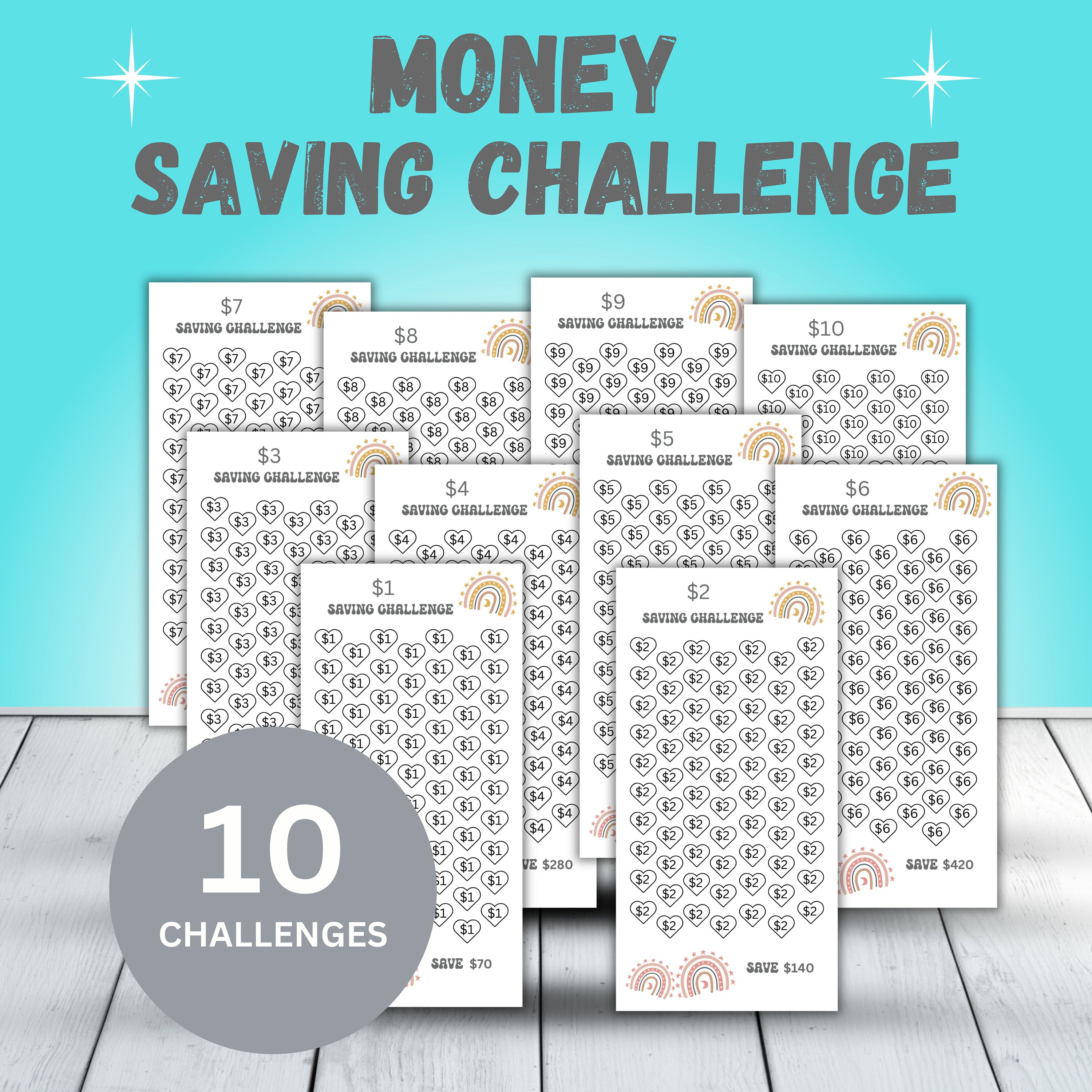 Savings Challenge Printable A6 Bundle - Etsy