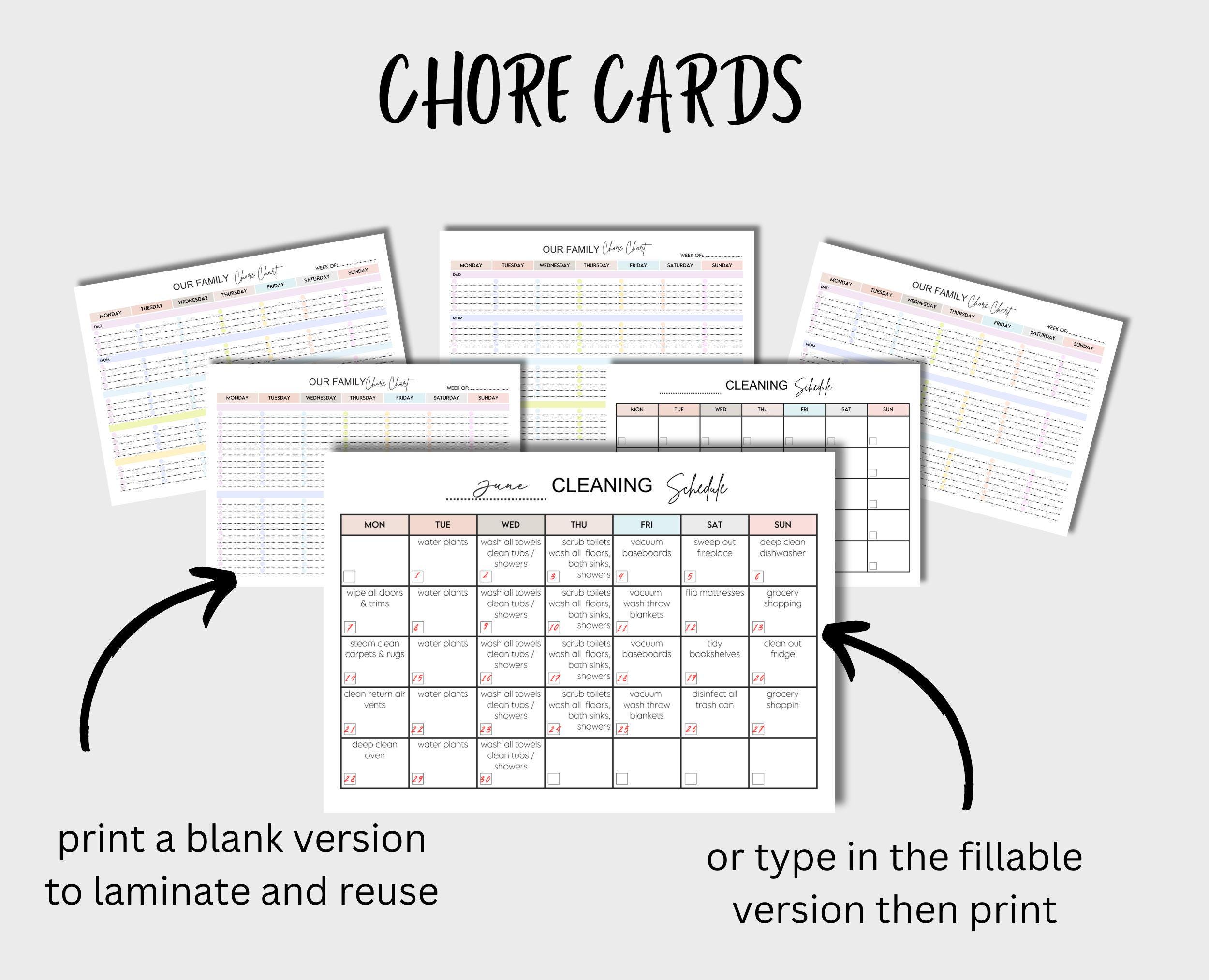 Cleaning Schedule, Cleaning Checklist, Cleaning Planner, Cleaning