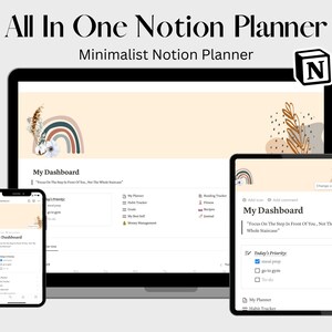 Notion Life Planner Template Minimalist Notion Digital Planner