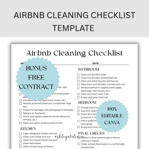 Airbnb Cleaning Checklist, Editable Airbnb Canva Template, Cleaning Schedule, Vacation Rental Housekeeping Checklist, Airbnb Cleaning List