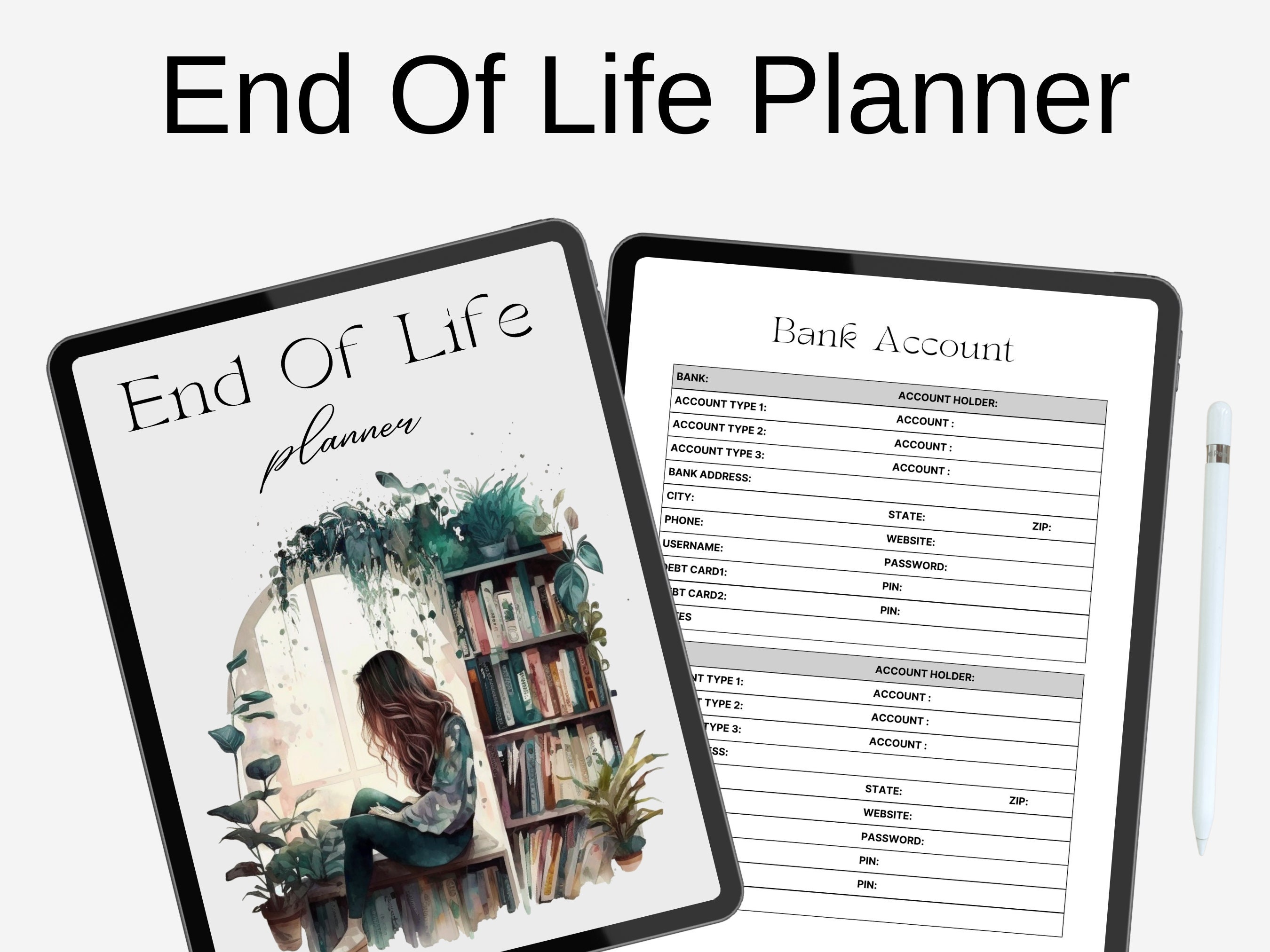 Printable End of Life Planner, Final Wishes Plan, Funeral, Death,  Beneficiary Info and Estate Planning, Written Will, When I Die Digital PDF