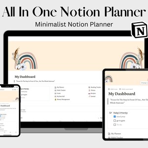 Notion Life Planner Template Minimalist Notion Digital Planner