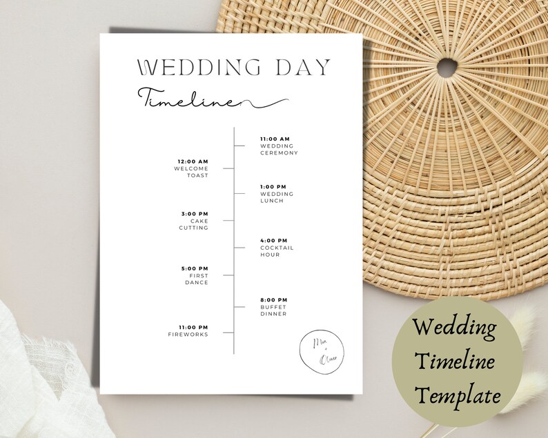 Wedding Timeline Checklist,wedding Timeline Template,wedding Program ...