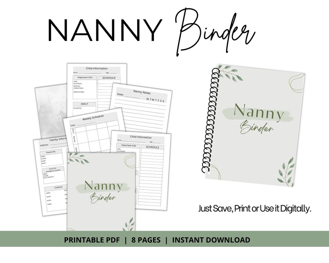 Nanny Binder, Nanny Planner, Nanny Log, Nanny Notes, Nanny Checklist ...