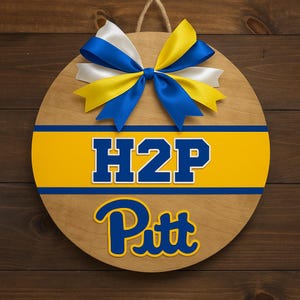 Pitt Panthers H2P Wooden Door Hanger • Blue and Gold College Decor