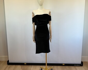 Handmade Miss Bunny Black Thick Soft Velvet Mini Dress Y2K
