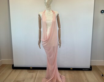 Handmade Fleur Rosé Soft Baby Pink with Zipper  Maxi Dress Y2K Era early 2000’s Special Rare