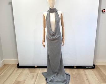 Handmade Fleur Grey Soft Grey with Zipper  Maxi Dress Y2K Era early 2000’s Special Rare