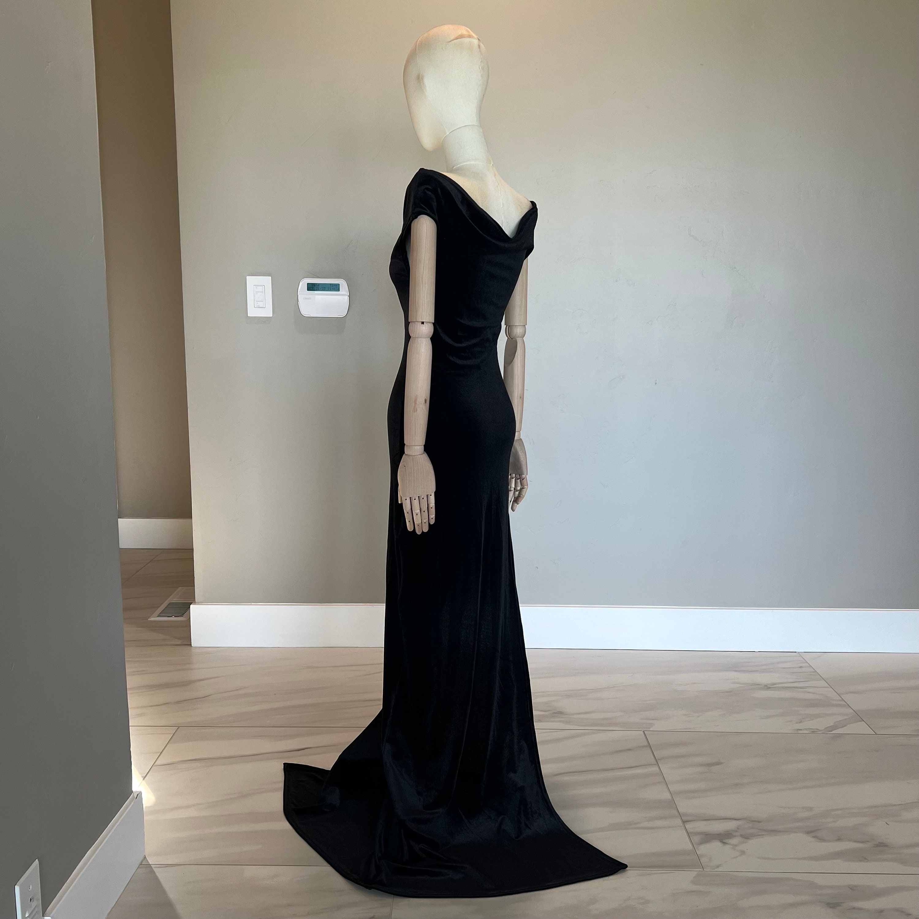 Handmade Koi Black  Sheer Soft Velvet Maxi Dress Y2K Era early 2000’s Special Rare