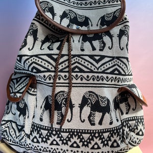 Ethnic Style large backpack Large embroidered elephant cat canvas bag travel bag holiday bag unisex bag