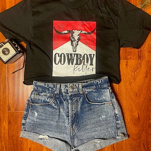 Cowboy Killer Black Crop Top Tee