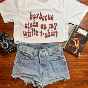 Barbecue Stain On My White Tee Shirt Crop Top