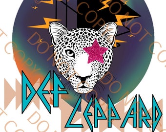Def Lepp Rock Band Tees Sublimation PNG FILE ONLY Leppard Leopard Hair Band Music Western Vintage Rustic Fun image Retro