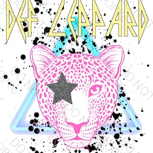 Def Rock Band Hair Band Vintage Western Boho Rustin Fun Neon Cheetah Leopard Band Tee PNG FILE ONLY