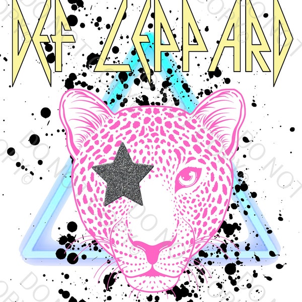 Def Rock Band Hair Band Vintage Western Boho Rustin Fun Neon Cheetah Leopard Band Tee PNG FILE ONLY