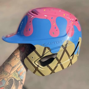 Baseball Softball Custom Painted Unique Helmets Ice Cream Paint Job Drip