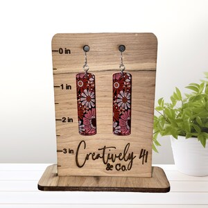 Retro Floral Bar Acrylic dangle earrings