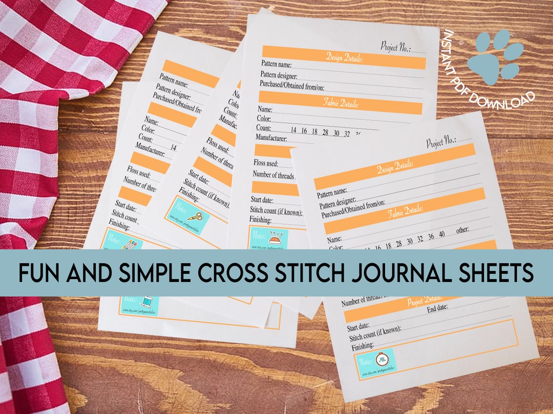 Printable Cross Stitch Journal, Cross Stitch Tracker, Cross Stitch