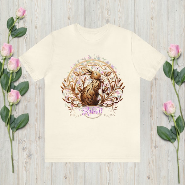 Cottagecore Rabbit Totem Animal Tshirt, Bunny Spirit Animal Cotton Graphic Tee, Chinese Year of the Rabbit gift