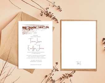 Grazing Cattle Wedding Invitation Card - Western Suite Template Download Canva