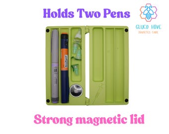Insulin Pen Case with Magnetic Lid & AirTag Slot  Hard Shell Diabetes Organizer  Travel Insulin Pen Holder  Protective Storage
