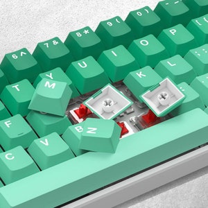 Green Gradient Keycap Set, Cherry Profile Keycaps, Double Shot PBT Green Keycaps, MX Stems, 132 Piece Key Caps