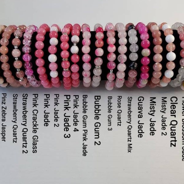 Rose Quartz, Pink bracelets, Jade Crystal Bracelet, Natural Stone Bracelet, Jade Bracelet, Beaded Bracelet