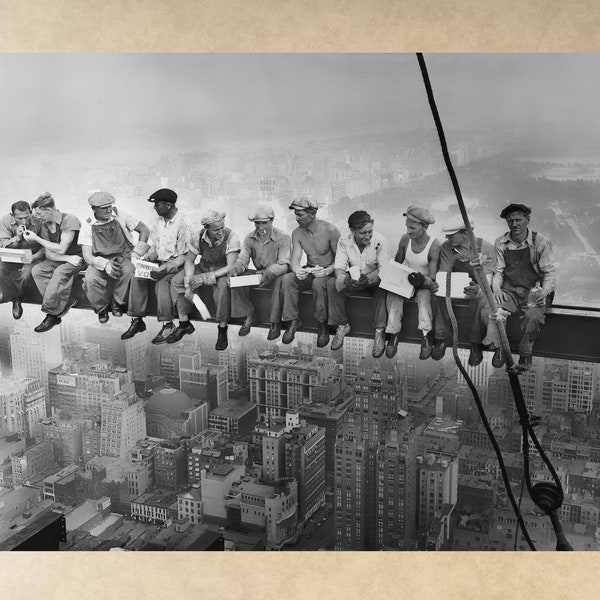 Frühstücksstube auf dem Wolkenkratzer 1932 | 4 Größen | Remastered Vintage Foto | Sofortiger digitaler Download | Dekor Wandkunst