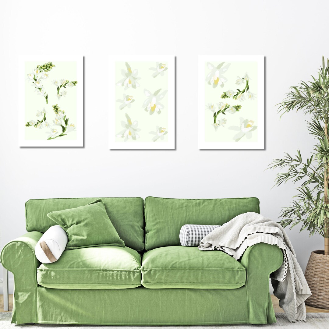 Botanical Prints,set of 3 Green Prints,lilium Watercolour Prints ...