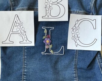 Floral Alphabet Embroidery Pattern | digital embroidery | hand embroidery pattern | diy embroidery | floral embroidery pattern