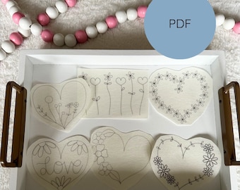 Floral Valentine's Day Embroidery Pattern / Heart embroidery | digital embroidery pattern | hand embroidery pattern | stick and stitch