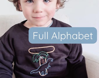 Dinosaur Alphabet Embroidery Pattern | digital embroidery | hand embroidery pattern | diy embroidery | floral embroidery pattern