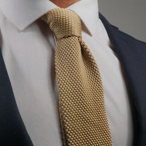 Light Sand Knitted Tie Beautiful Slick Formal Tie for Him Wedding Graduation Prom Tie Premium Quality Unique Tie Knitted Handmade Polyester