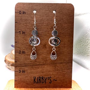 Peace~ Yin Yang Silver Dangle Earring Set, Hippie Boho Style, Simple and Unique Drop Earrings, Silver Charms
