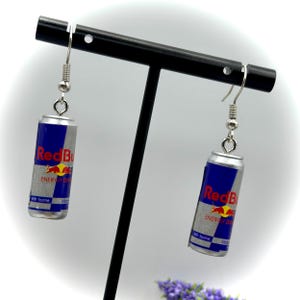Das Energy~ Red Bull Can Dangle Earrings, Fun Sporty Energy Drink, Gives You Wings, Novelty Earrings