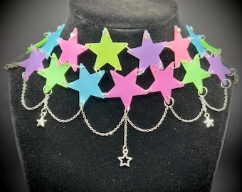 Glow In The Dark Star Necklace, Rave Wear, Y2K