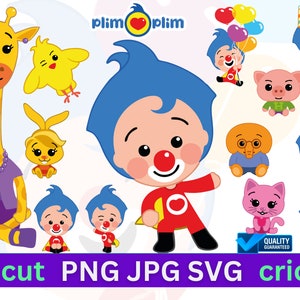 Plim Plim Svg Files for Cricut, plim plim and friends, Png bundle, DXF, Clipart, Digital Stickers Instant Digital Download image 1