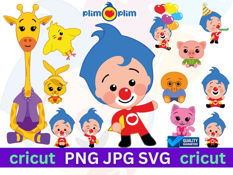 Plim Plim Svg Files for Cricut, plim plim and friends, Png bundle, DXF, Clipart, Digital Stickers Instant Digital Download image 1