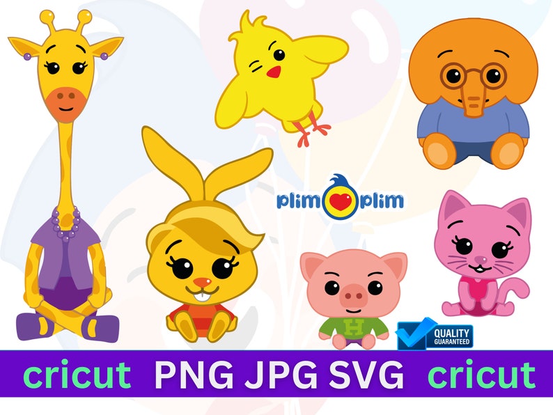 Plim Plim Svg Files for Cricut, plim plim and friends, Png bundle, DXF, Clipart, Digital Stickers Instant Digital Download image 2