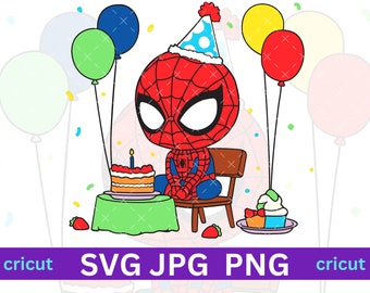 Cartoon SVG Digital Download, Spiderman Birthday PNG, Birthday Spiderman SVG, Spiderman Cake, Silhouette cut file, svg for cricut,