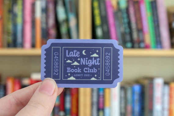 Late Night Book Club Ticket Sticker: Matte Vinyl Laptop Decal