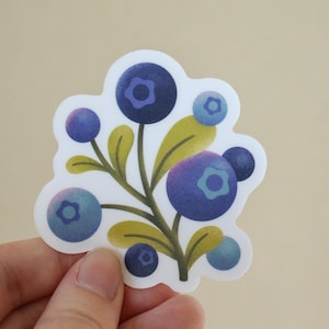 Fruity Blueberry Sticker | Folk art aesthetic sticker | Vintage illustration | Vinyl Fruit Sticker