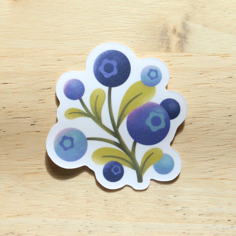 Blueberry Sticker: Folk Art Vintage Illustration, Matte Vinyl - Etsy