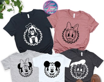 Retro Checkered Mickeyy and Friends Svg, Png, Eps, Cutting Machines, Print