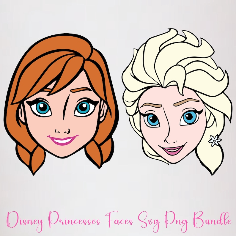 Princess Face Random Princesses Head Bundle Svg Png, Colored Princess Face Svg, Princess ...