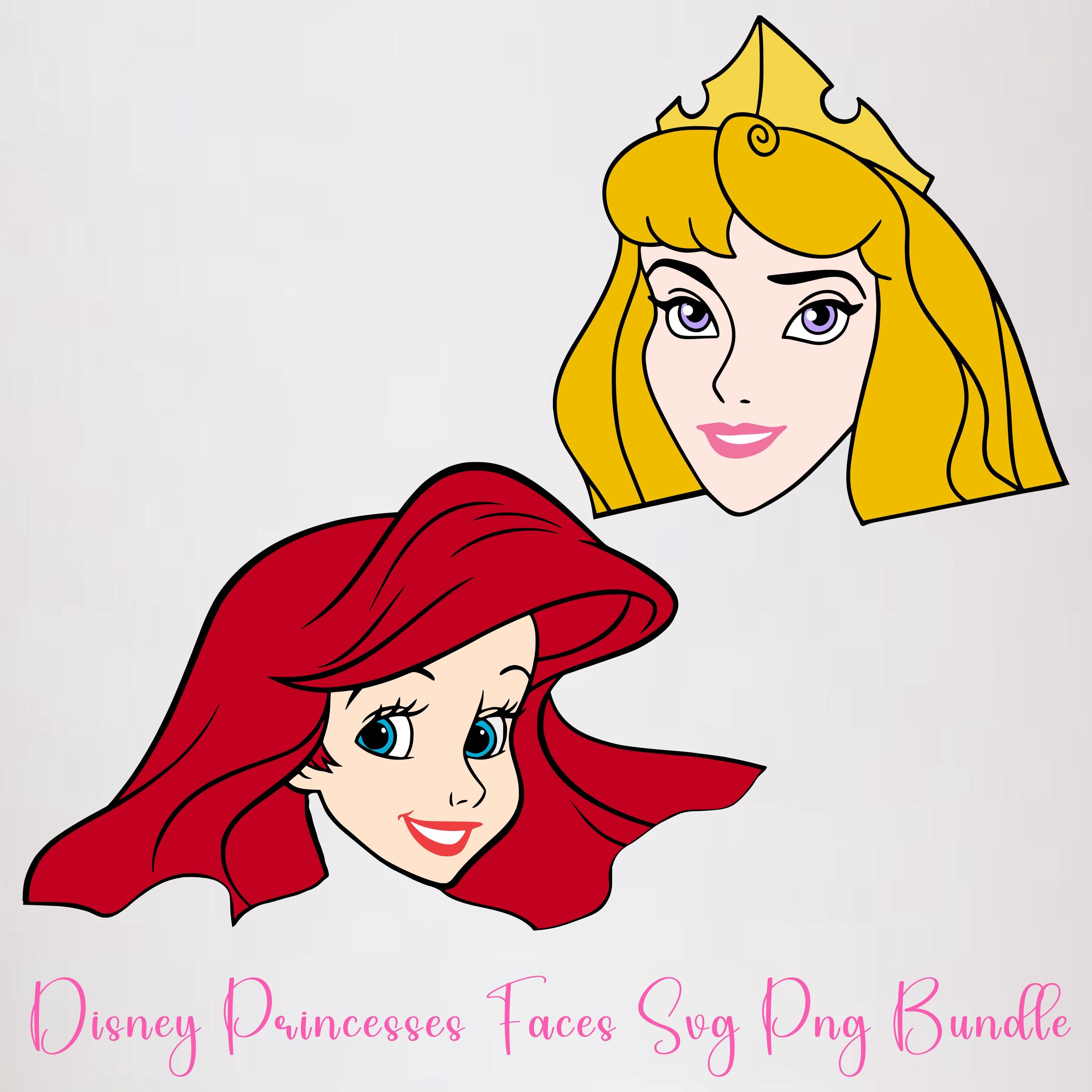 Random Princess Face Princesses Head Bundle Svg Png, Colored Princess Face Svg, Princess ...