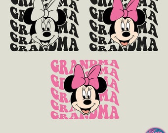 Bundle Wavy Grandma Svg Png Cricut, Retro Minniee Mama Mini Svg Png, Clipart, Vinyl Cut File, Silhouette, Printable Design File