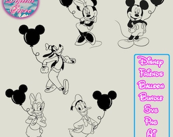 Mickeey and Friends With Balloon Svg Png Cricut, Bundle Disneyy Friends Svg Png Cricut, Family Trip Svg, Family Vacation Svg Png