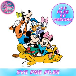 Mouse & Friends SVG PNG, Bundle Cut Files for Cricut, Silhouette Mouse and Friends Goofy Donald Daisy Pluto Layered Svg Png Digital Download
